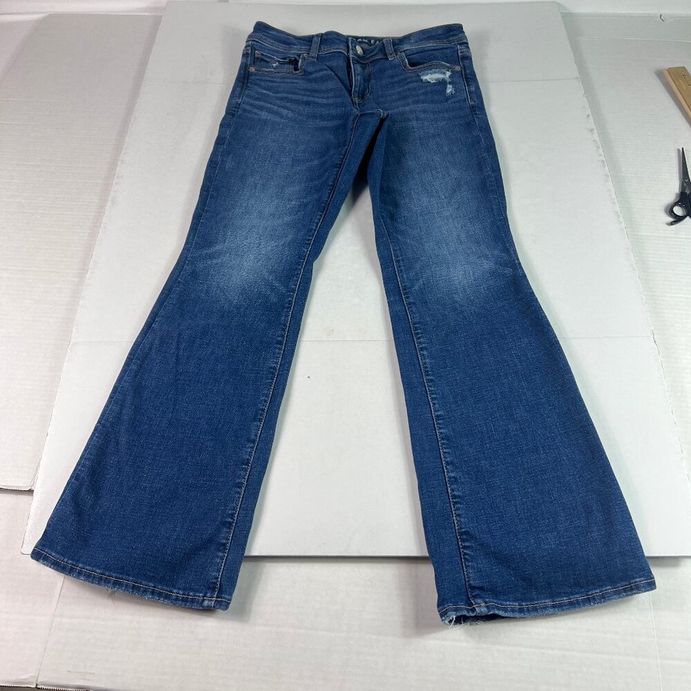 American Eagle Jeans Women's 29x28* Low Rise Kick Boot Blue Faded Denim Tag 4S
